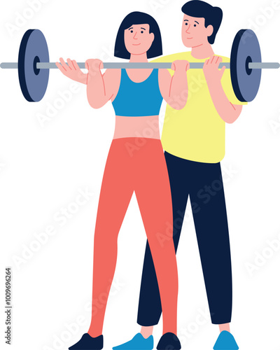 Fitness instructor training power lifting. Woman with barbell