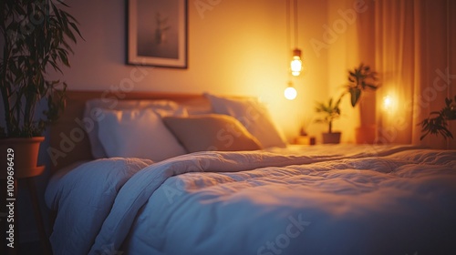 sleep hygiene concept with soft bedding and pillows in a quiet bedroom environment designed for comfort and restful sleep with a focus on healthy sleep routine photo