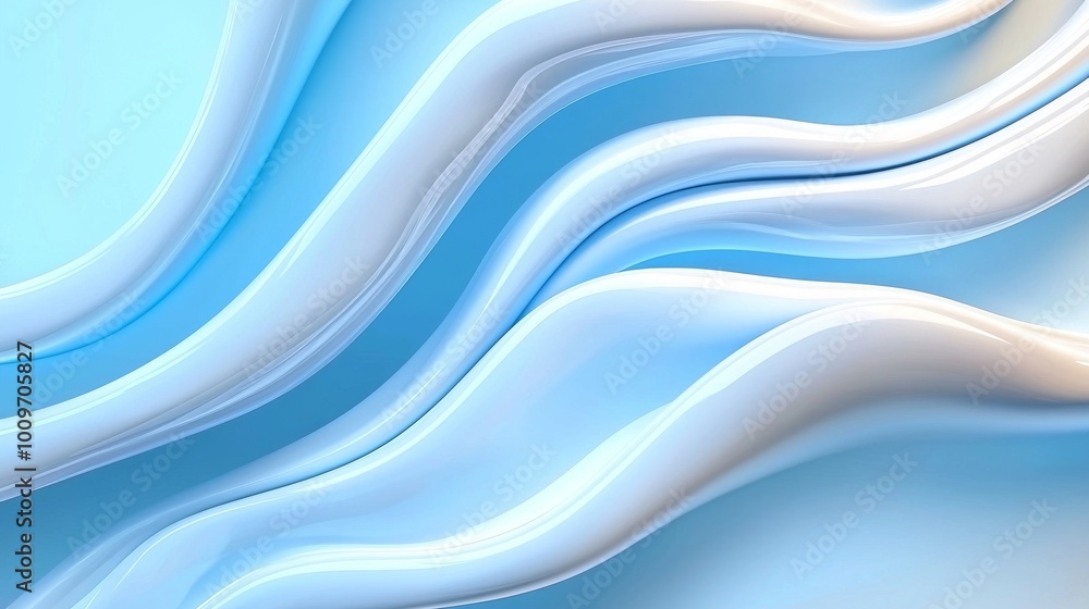 The wallpaper is delicate blue with wavy abstract elements. The wallpaper is delicate blue with wavy abstract elements.
