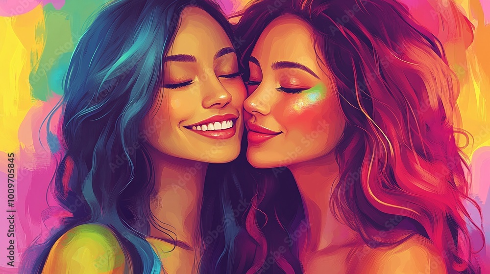 lgbtq visibility and love symbolized by two happy women embracing and smiling representing pride diversity and emotional support in a celebration of affection and equality lgbtq visibility and love symbolized by two happy women embracing and smiling representing pride diversity and emotional support in a celebration of affection and equality