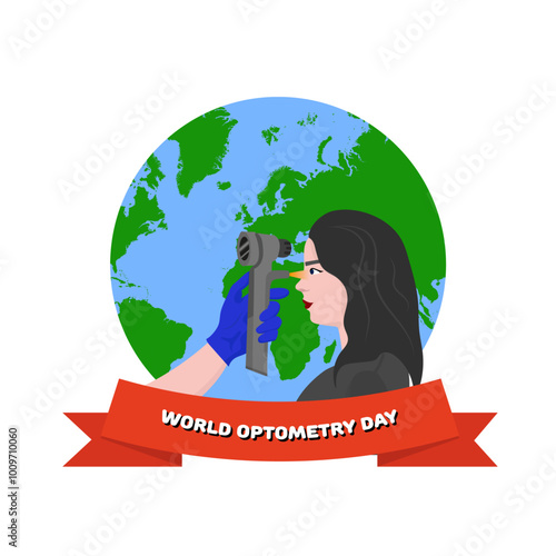 World optometry day. Earth and optometry eye examination 