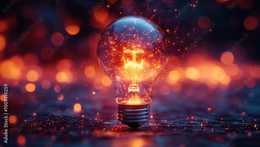 Glowing Light Bulb with Sparkles Glowing Light Bulb with Sparkles