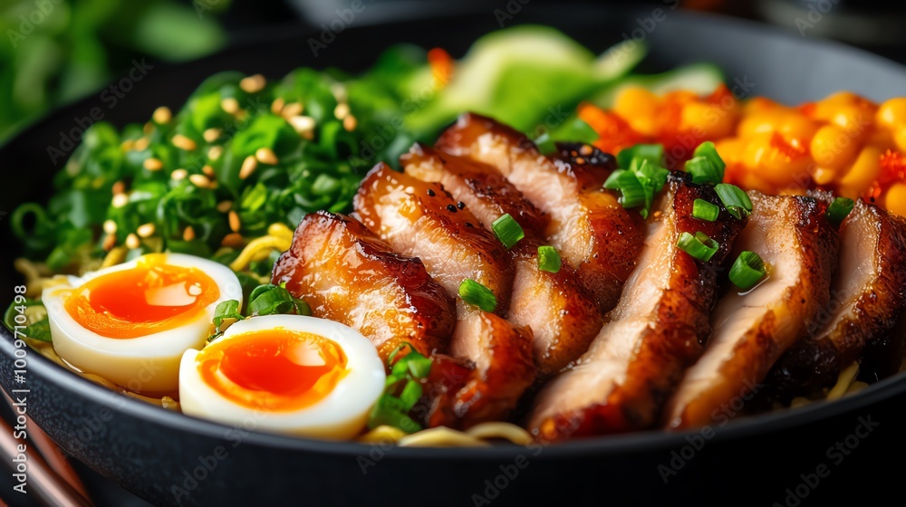 Tender Japanese chashu, braised pork belly often served with ramen