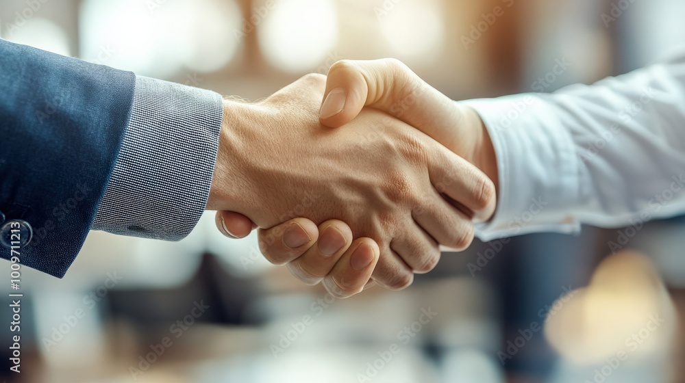 Business Handshake in Corporate Setting Business Handshake in Corporate Setting