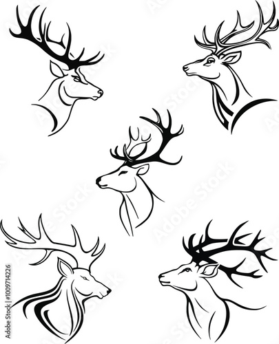 deer had vector set