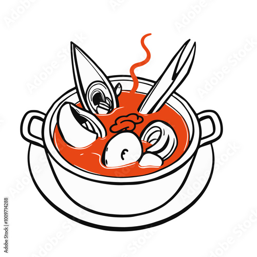 French Bouillabaisse with Seafood, Rich Tomato Broth, and Rouille – A Luxurious Soup That Captures the Essence of the Sea