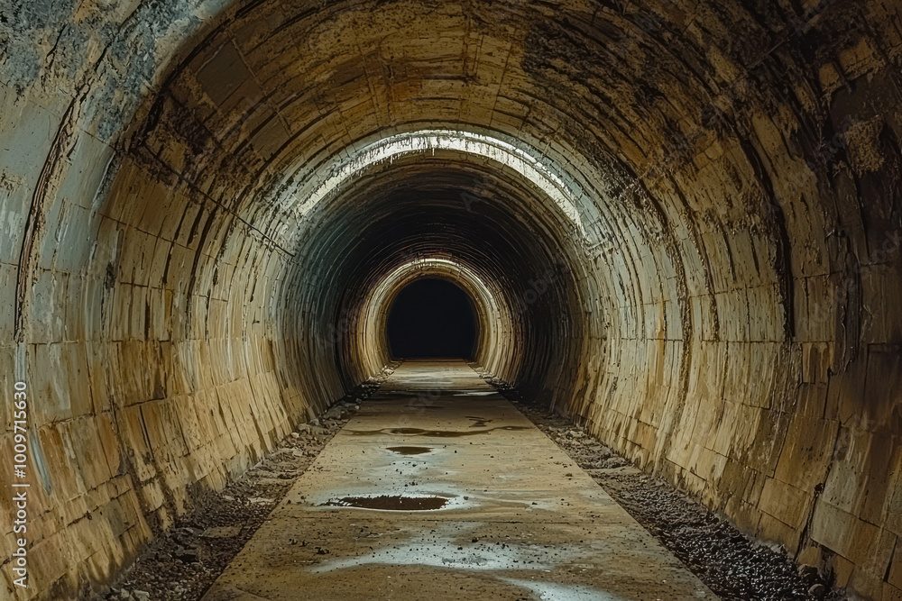 Fototapeta premium Abandoned bunker tunnel: a glimpse into the Cold War era.