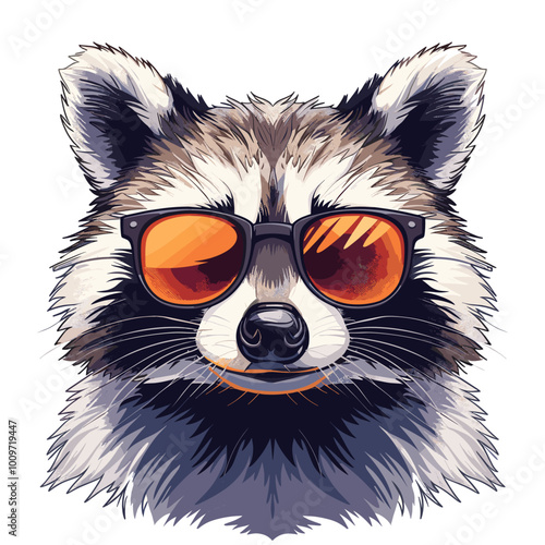 A raccoon wearing sunglasses and a hat, giving it a cool and stylish appearance