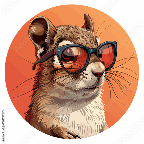 A cute little squirrel wearing sunglasses and a pair of glasses. The image has a playful and fun mood, as the squirrel is dressed up in a way that is not typical for a squirrel