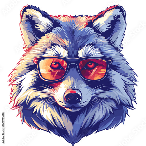 A cartoonish drawing of a wolf wearing sunglasses. The wolf's eyes are open and staring at the camera. The sunglasses give the wolf a cool, laid-back vibe