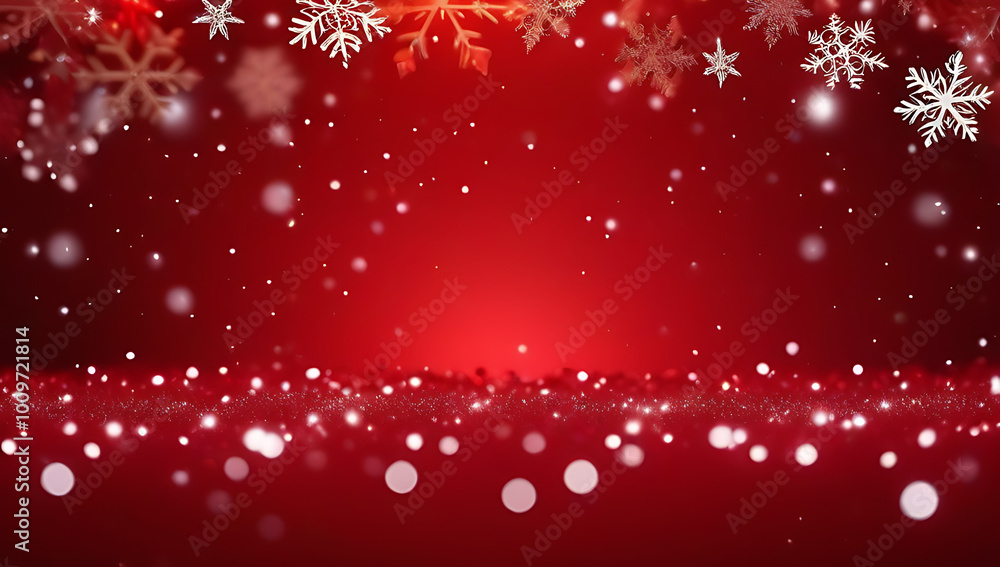 red christmas background adorned delicate snowflakes red christmas background adorned delicate snowflakes