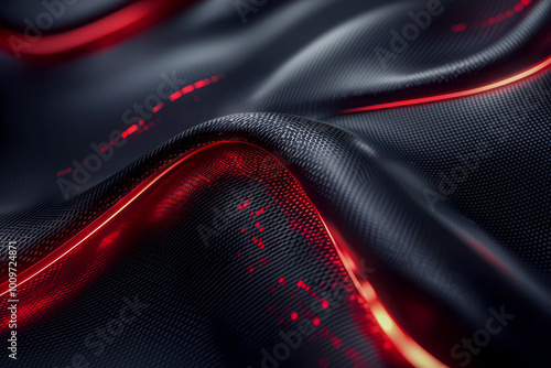 Neon Glow: Abstract Black and Red Carbon Fiber Vector Background for Mobile Wallpaper and Design Projects