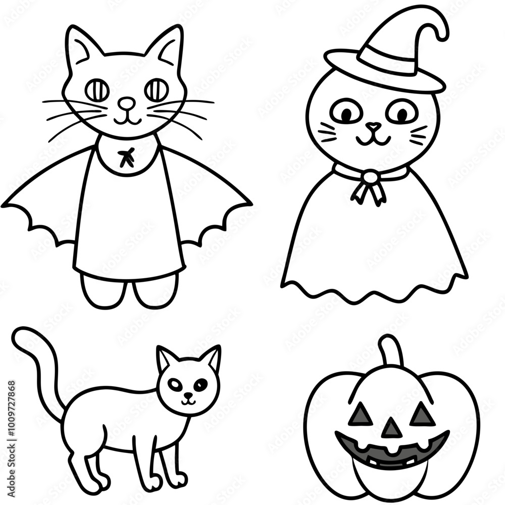 halloween cats clipart set, clipart, clip art, catscatscats, cats, clip