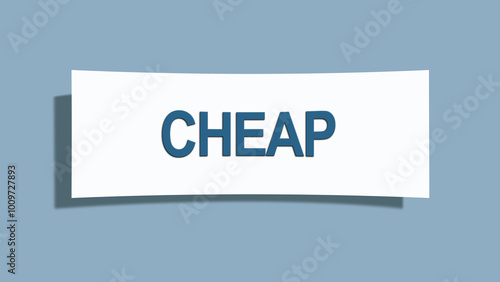 Cheap. A card isolated on blue background. photo