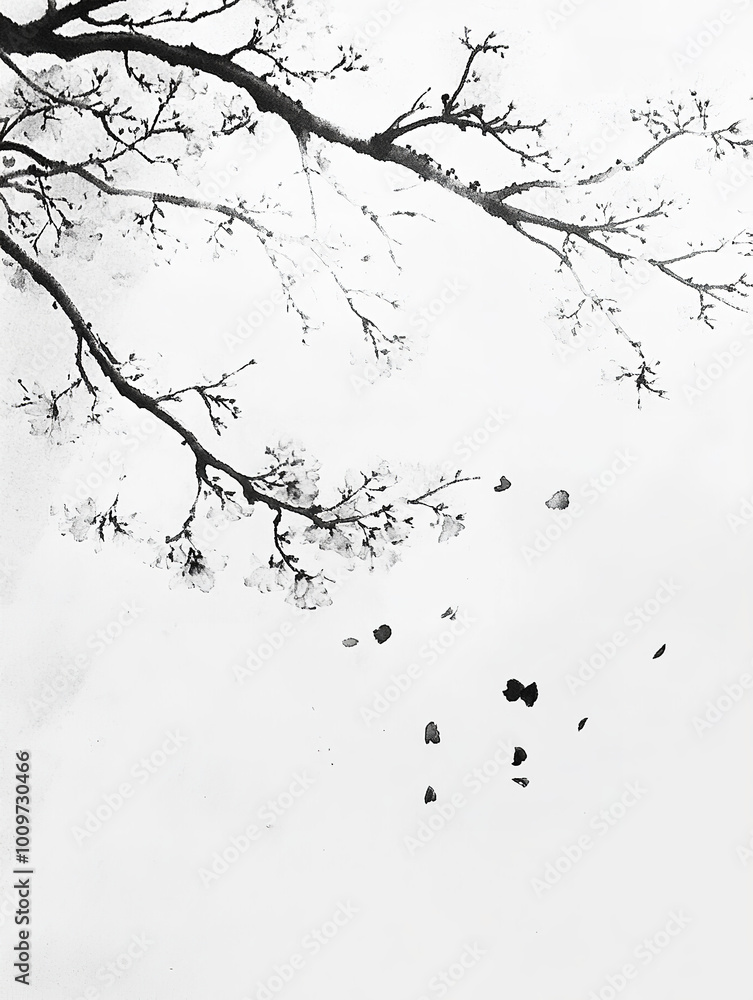 The peach blossoms are scattered and scattered, a few ink embellishments The peach blossoms are scattered and scattered, a few ink embellishments