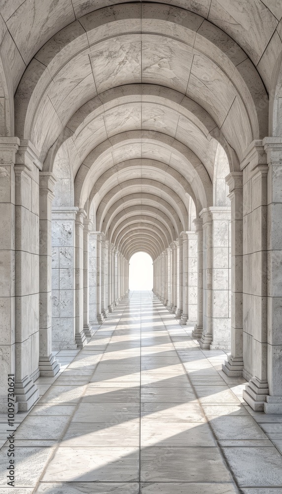 Naklejka premium photo of a 3D arch wall corridor, showcasing a series of elegantly designed arches that create