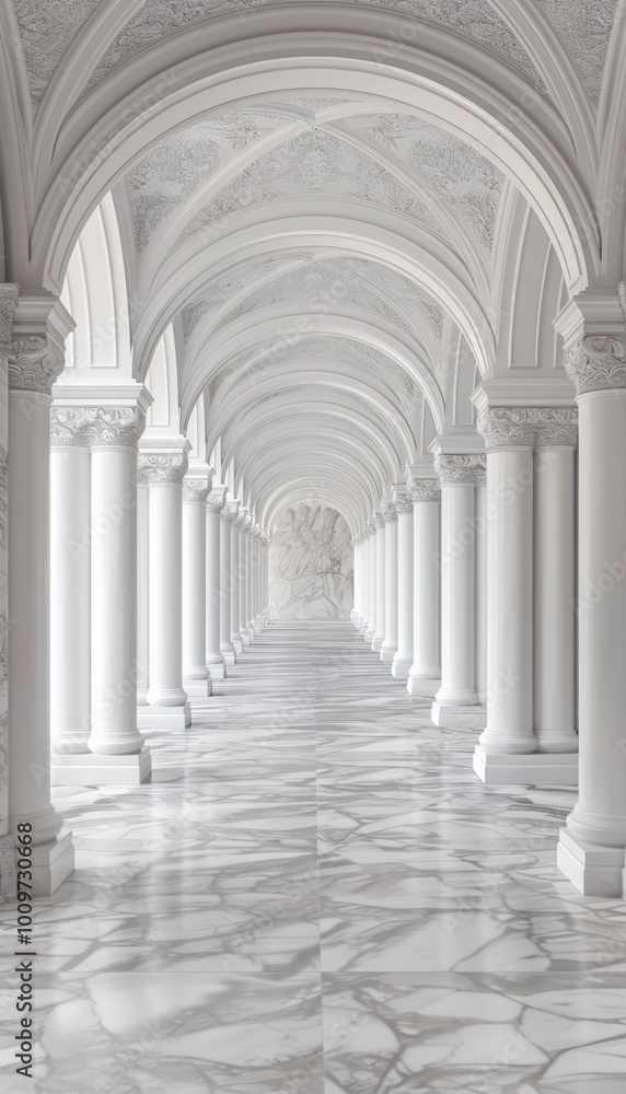 photo of a 3D arch wall corridor, showcasing a series of elegantly designed arches that create photo of a 3D arch wall corridor, showcasing a series of elegantly designed arches that create