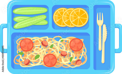 Canteen tray food. Lunch plate cartoon icon