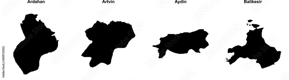 Ardahan, Artvin, Aydin, Balikesir outline maps Ardahan, Artvin, Aydin, Balikesir outline maps