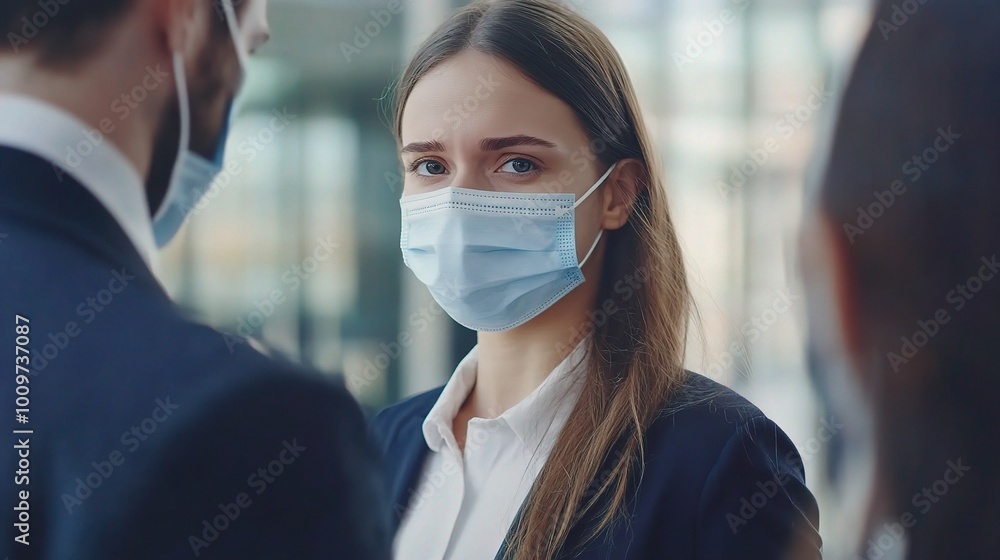 Employees Greeting Each Other with Masks on Return Employees Greeting Each Other with Masks on Return