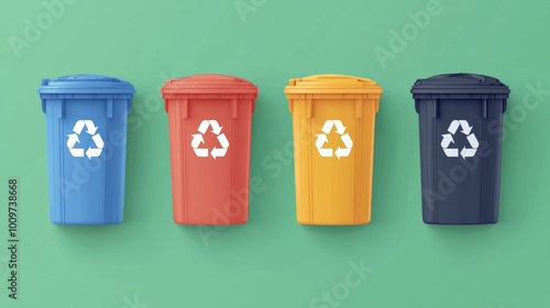 Colorful Recycling Bins with Clear Labels for Materials