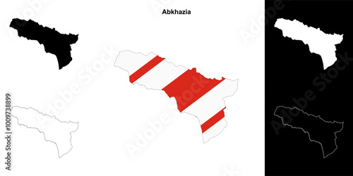 Abkhazia region outline map set