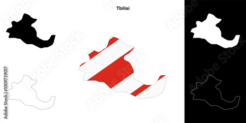 Tbilisi region outline map set