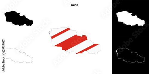 Guria region outline map set