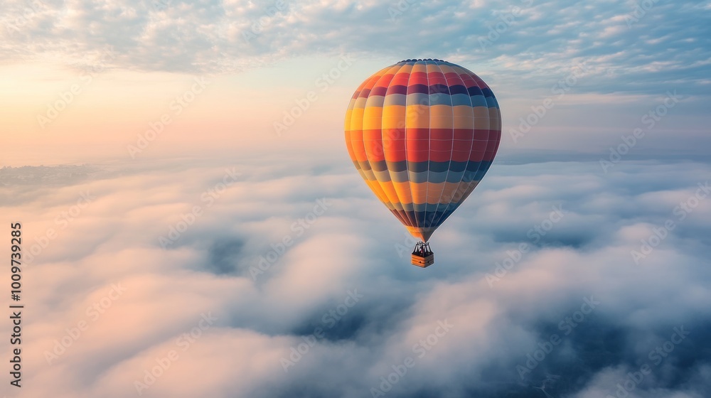 Hot Air Balloon Soaring Above the Clouds Hot Air Balloon Soaring Above the Clouds