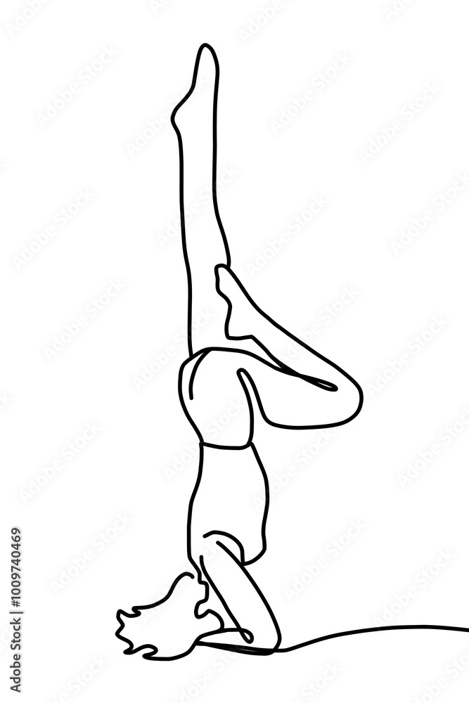 One continuous line drawing, exercise time for yoga One continuous line drawing, exercise time for yoga