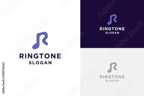 R Letter and Music Notes Ringtone Vector Logo Design Inspiration.