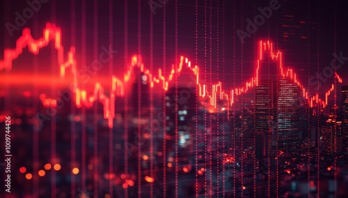 Wallpaper Mural Cityscape with Stock Market Chart Torontodigital.ca