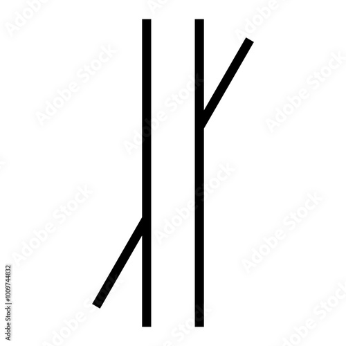 Poggendorff  illusion. Vector graphic optical illusion. The angled line does not look straight, but it is