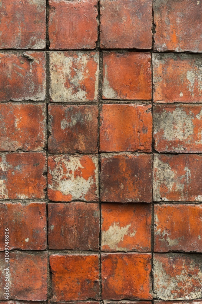 Rustic brick wall with weathered tiles showcasing earthy tones and textures indoors Rustic brick wall with weathered tiles showcasing earthy tones and textures indoors