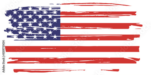 American flag grunge paint texture. USA Flag. Distressed US symbol, United States flag Vector Illustration for Celebration Holiday 4 of July American President Day.