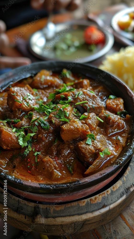 Delicious Garam Masala served at a Dhaba in Punjab during a lively dining experience Delicious Garam Masala served at a Dhaba in Punjab during a lively dining experience