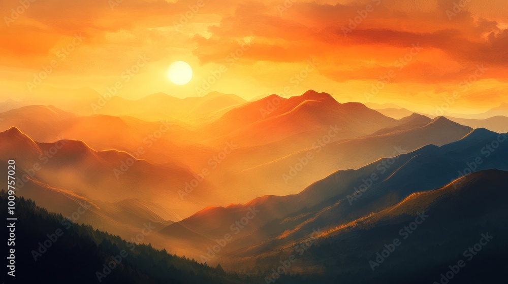 Obraz premium Golden Hour Mountain Landscape