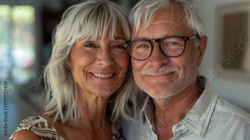 Happy senior couple enjoying each other’s company at home during a sunny afternoon