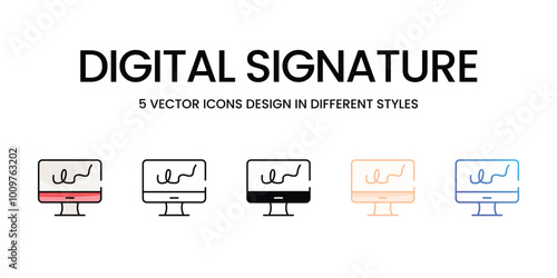 Digital Signature icons set ready to use vector icon stock illustration