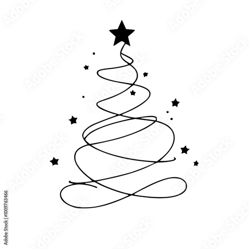 Minimalist Ribbon Christmas Tree with Stars