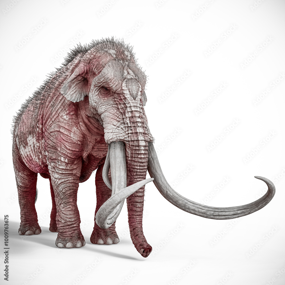 Obraz premium mammoth with copy space in white background side view