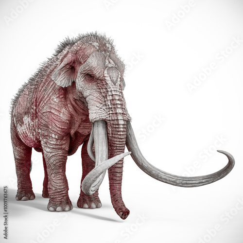 mammoth with copy space in white background side view photo