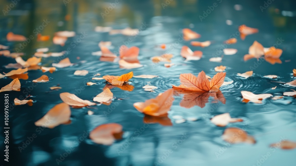 Autumn Leaves Floating on Water Autumn Leaves Floating on Water