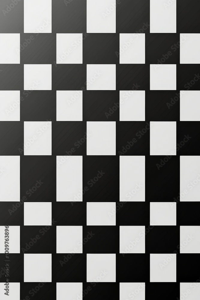 Fototapeta premium Black and white checkerboard floor design featuring alternating marble tiles in a modern space