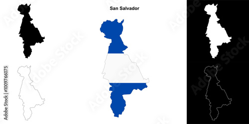 San Salvador department outline map set photo