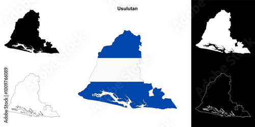 Usulutan department outline map set