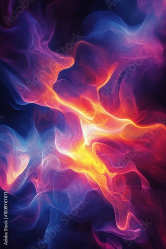 Colorful glowing waves of liquid light creating an abstract pattern in dark surroundings