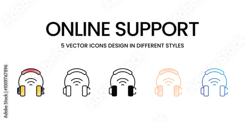 Online Support icons set ready to use vector icon stock illustration