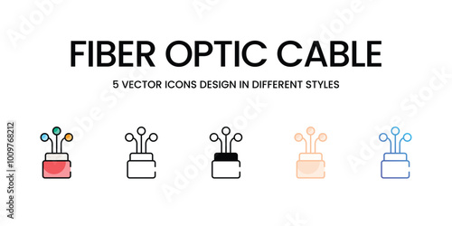 Fiber Optic Cable icons set ready to use vector icon stock illustration