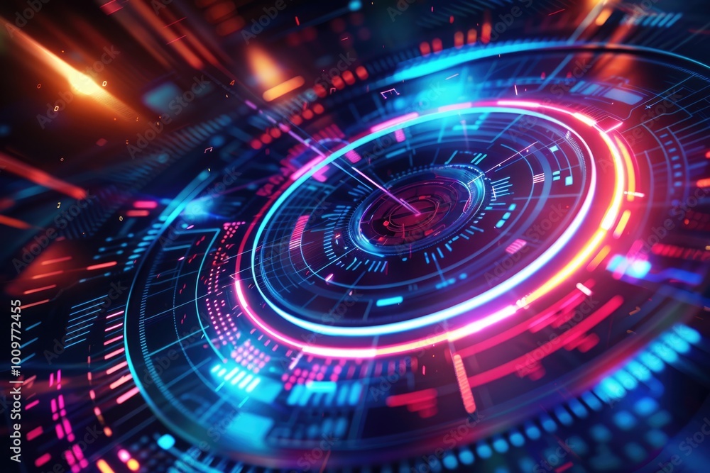Abstract geometric futuristic neon sign HUD element for data visualization. Abstract geometric futuristic neon sign HUD element for data visualization.